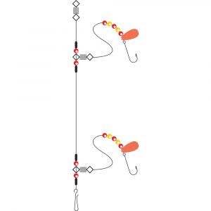 FISHZONE RIG PRO SERIES - 10 Packs of Single Type Commercial Quality FLAPPER  Ready Tied Rigs - Ideal for Sea and Shore Fishing (1, 2 and 3 hooks  available) (10 x 1